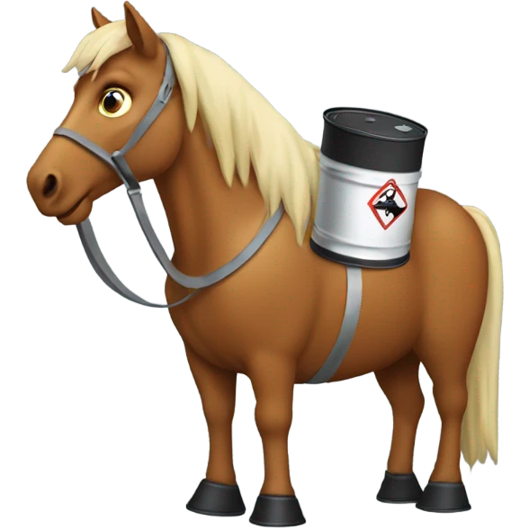 Horse going around a oil drum  emoji