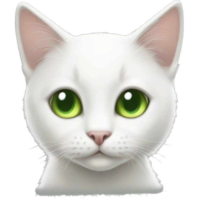 White cat cute amazing adorable dark muddy green eyes short hair emoji