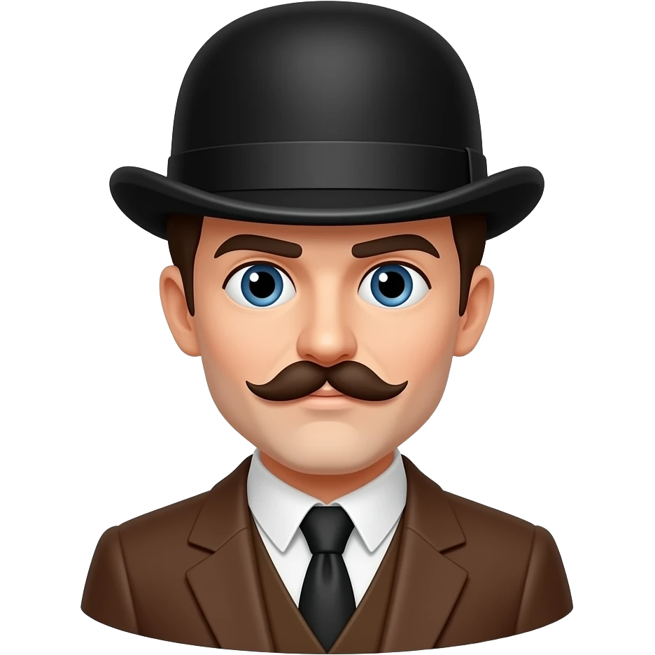 Doctor Watson  (from Sherlock Holmes stiry) icon, bowler hat, mustache, brown suit, emoji