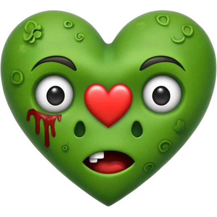 Zombies made out of heart emojies fighting with green skin emoji