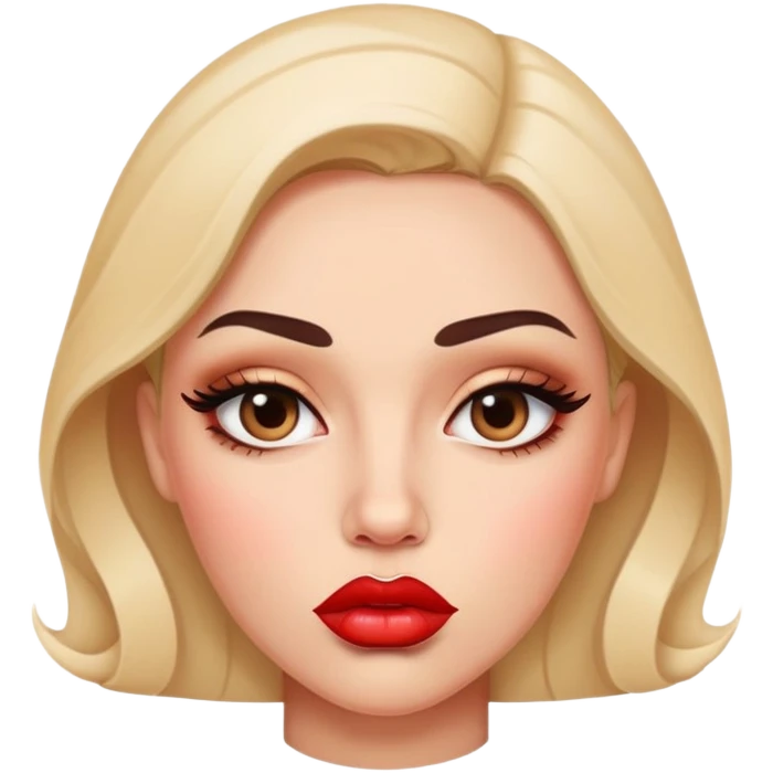 full glossy pouty baddie lips with lip liner emoji