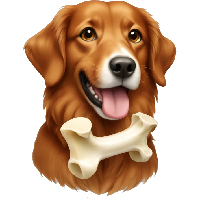 A toller with a bone in there mouth emoji