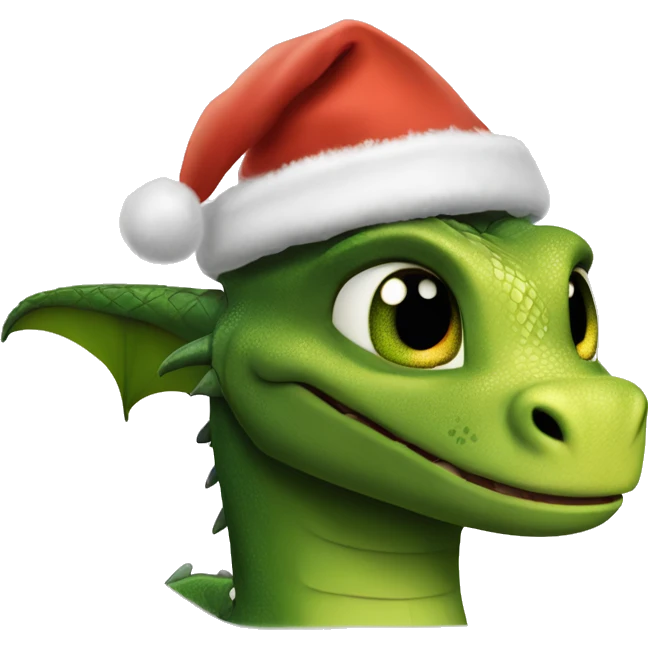 the dragon from how to train your dragon with a Christmas hat on its head  emoji
