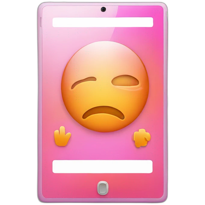 tablet device with video player in pink and orange emoji
