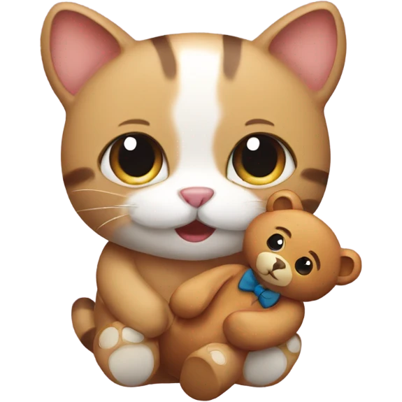  cat holding BEAR toy emoji