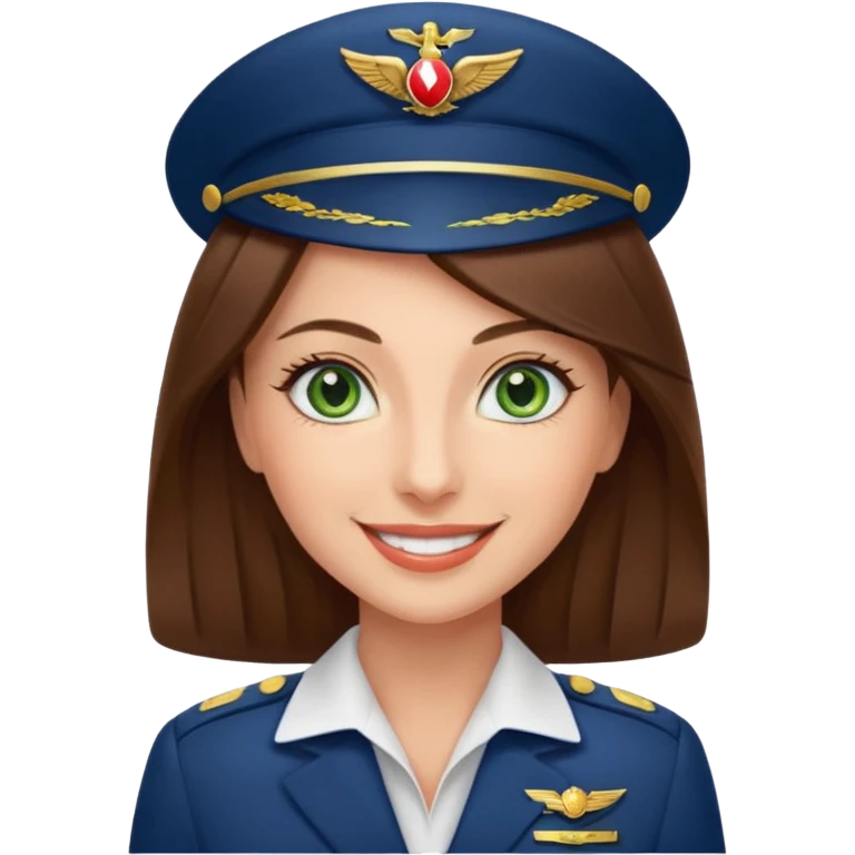 Stewardess Emirates with loung hair Green eyes emoji