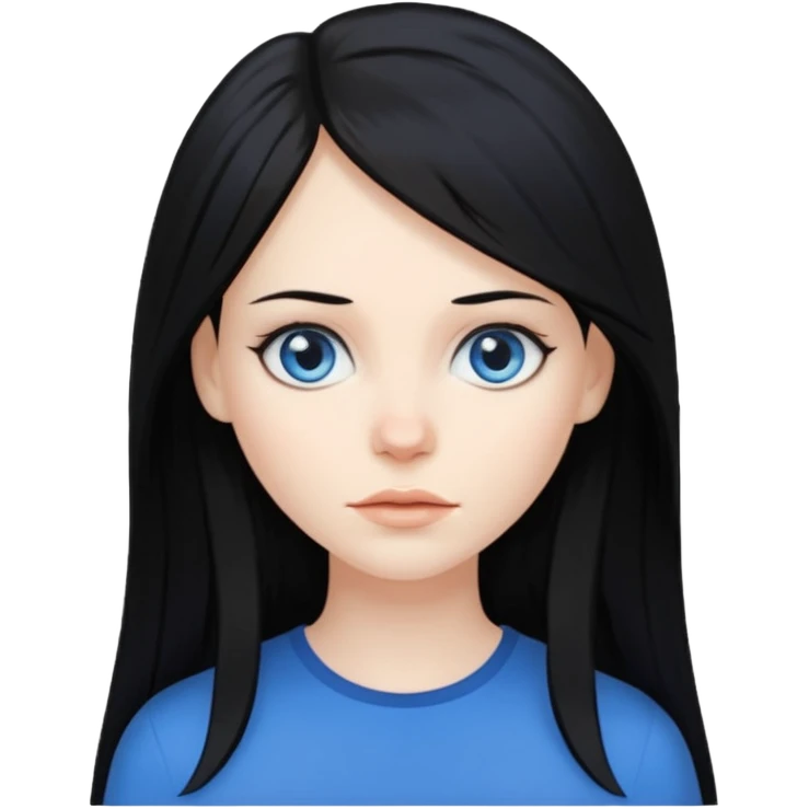 white woman with choppy long black hair emoji