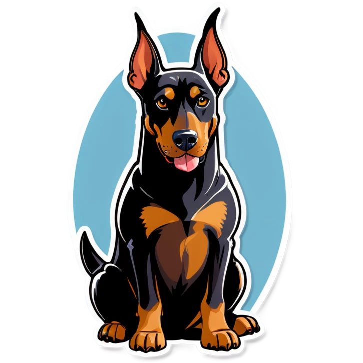 doberman dog wearing an ac/dc tshirt emoji