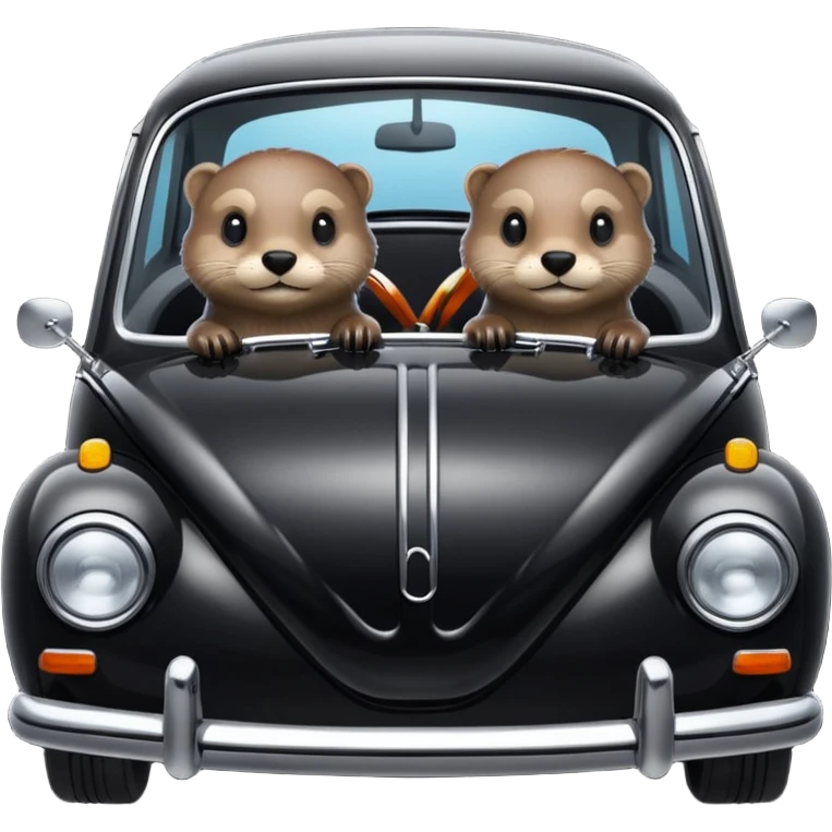 Two otters in a black Volkswagen  emoji