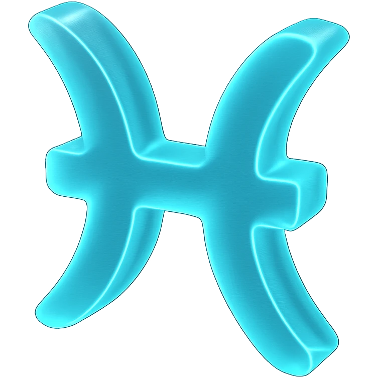 "A minimalistic glowing zodiac symbol ♓, centered on a dark cosmic background, symbol color #00d9ff, clean design, modern and luminous" emoji