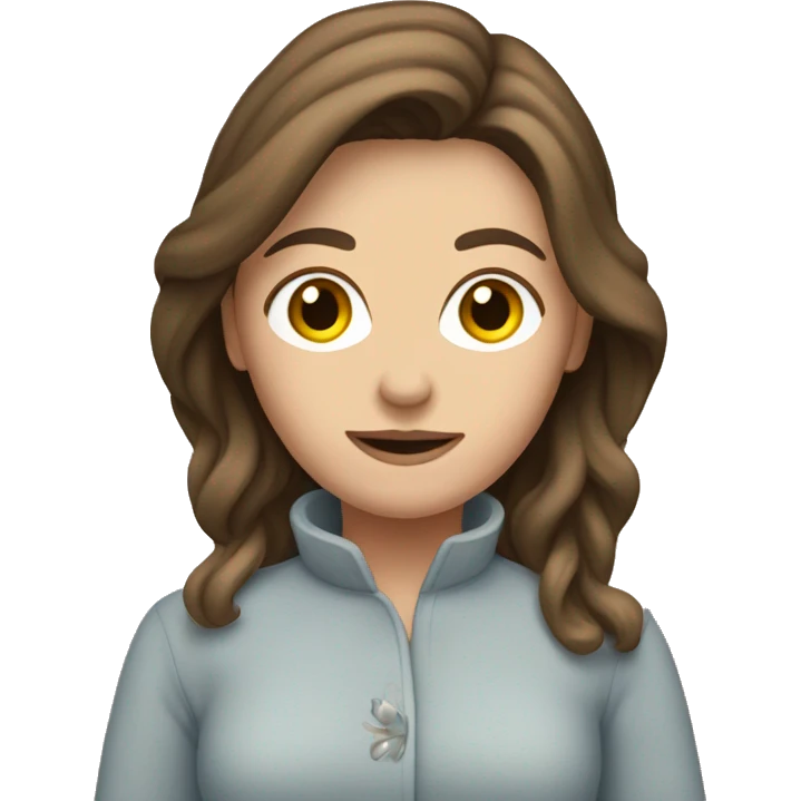 pale brunette woman with a yorkshire in her arms emoji