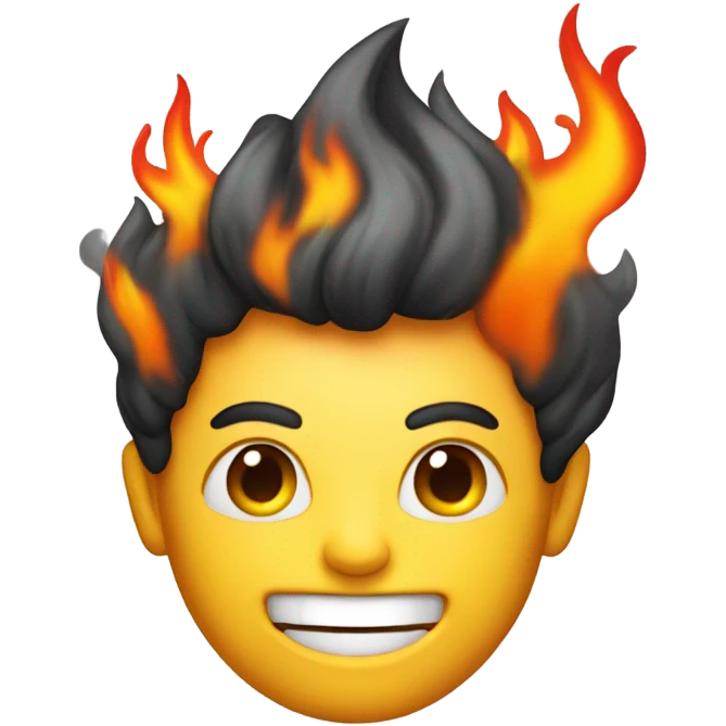 :-) With his hair on fire emoji