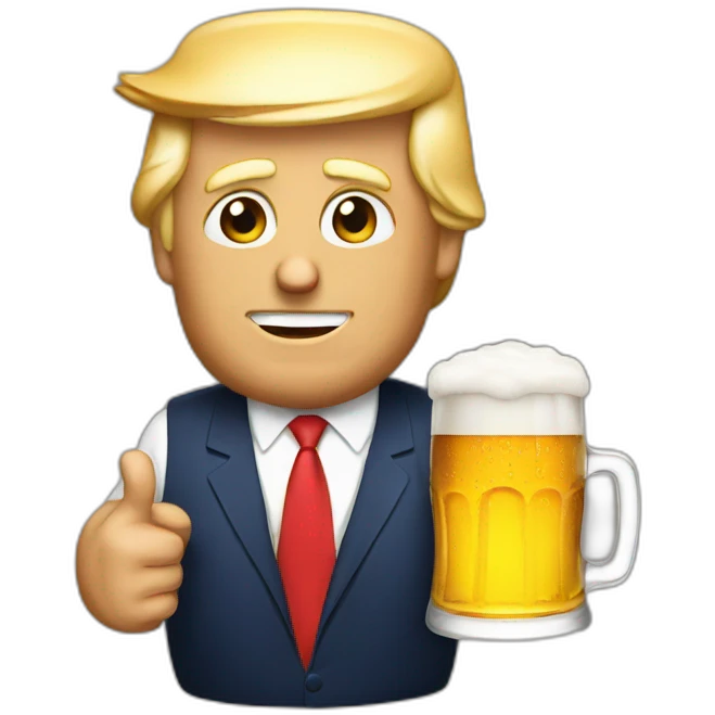 Trump with a beer emoji