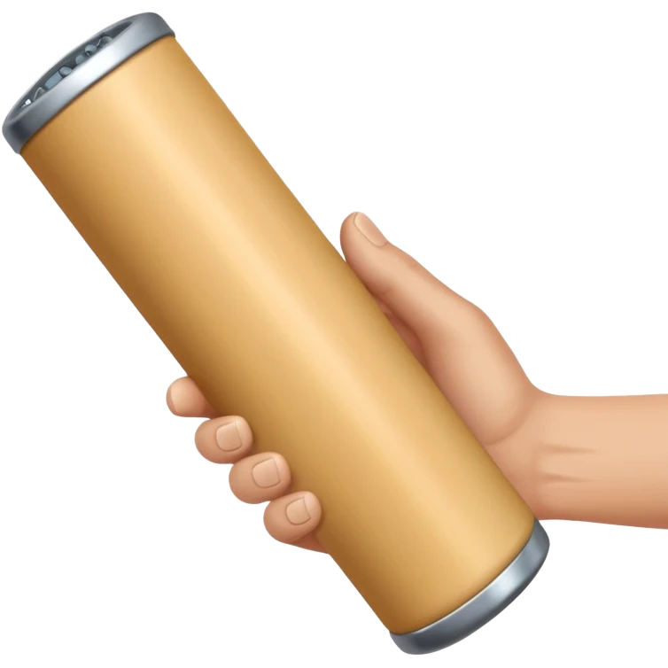 a beige skin colored hand holding a cylindrical tube, no sleeves, no clothes emoji