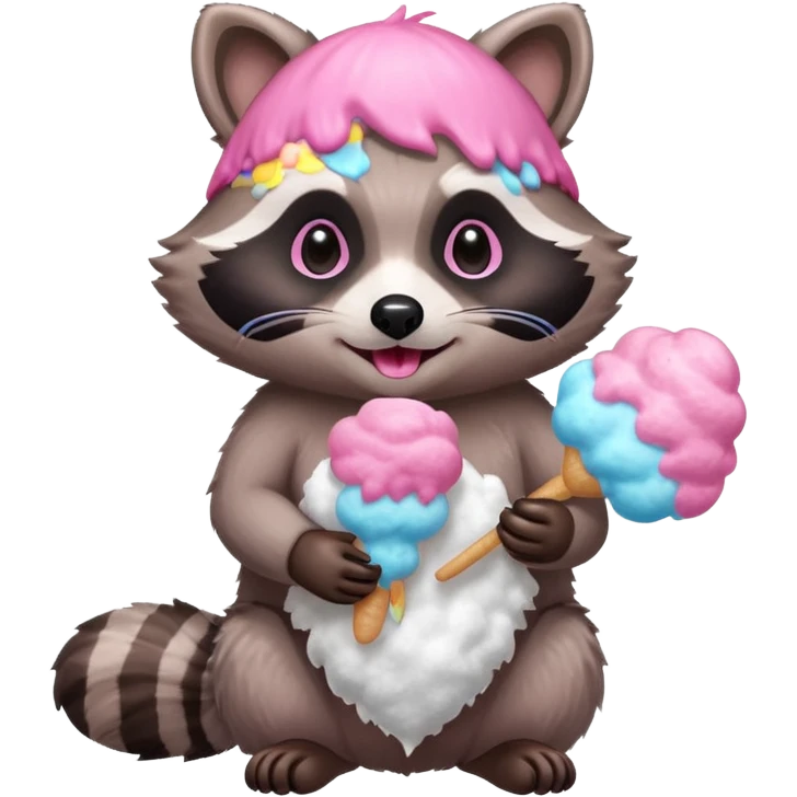 raccoon eating cotton candy emoji