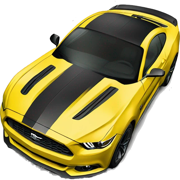 Create me an emoji of a 2015 Mustang GT, yellow with tinted windows and black wheels  emoji