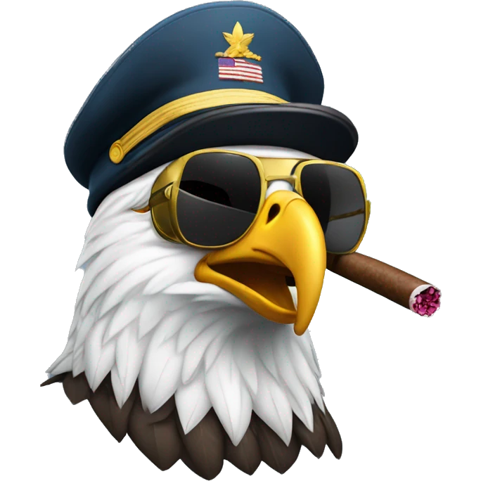 Soldier American bald eagle with sunglasses smoking a cigar emoji