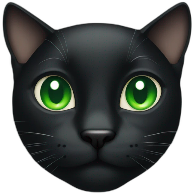 head of black cat with green eyes emoji
