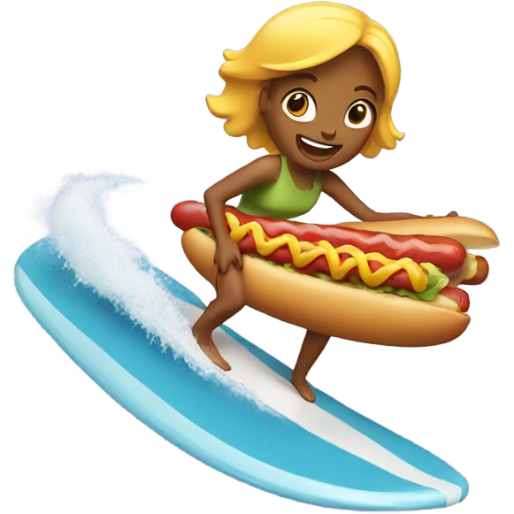 Lady surfing hotdog emoji