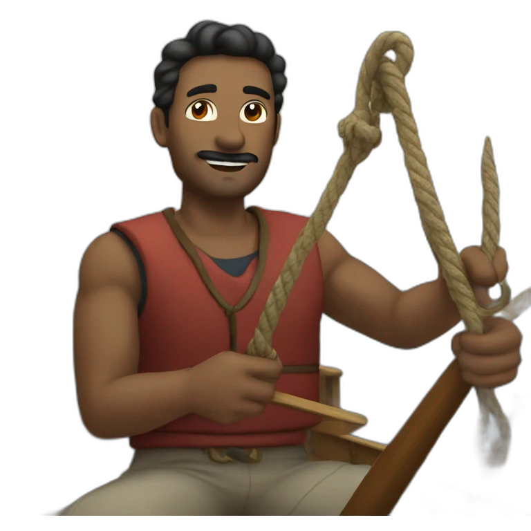 Man on boat with poal and hook  emoji