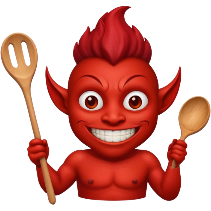 Cooker like demon with a smile and wooden spoon emoji
