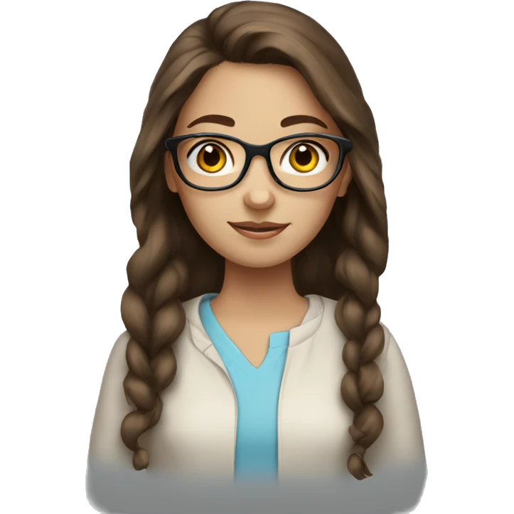 teen girl with brown hair blue eyes and glasses  emoji