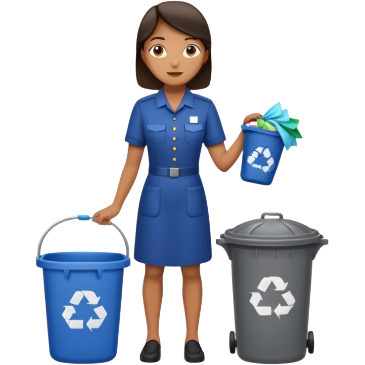 full body housekeeper putting trash in the trash can emoji