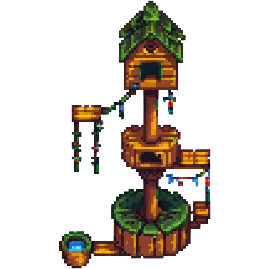 treehouse with floating platforms, enchanted look, pixel art style emoji