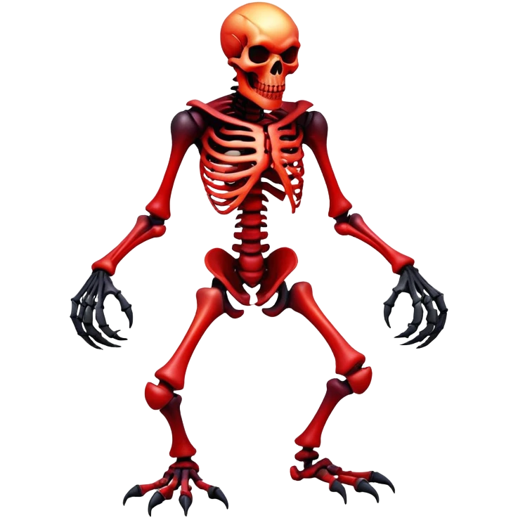 A black and red gradient epic shiny cool edgy skeletal monster, full body emoji