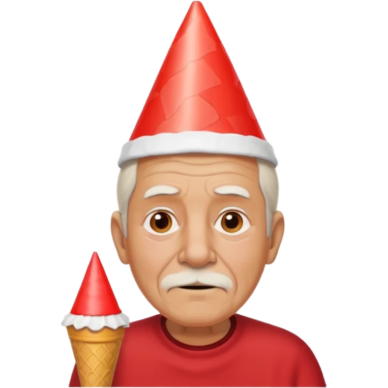 old man with red shirt and birthday cone on his head emoji