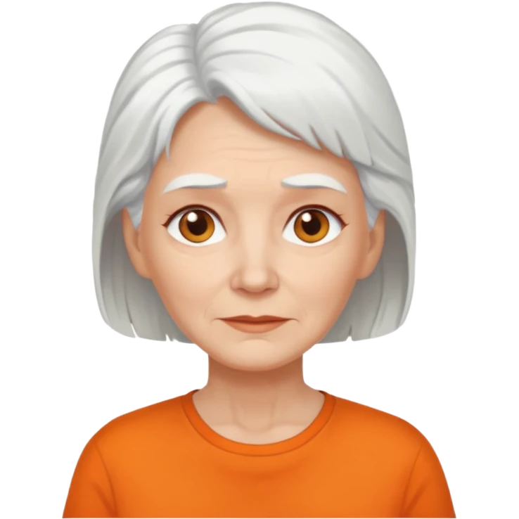 older white woman with white hair and orange shirt emoji