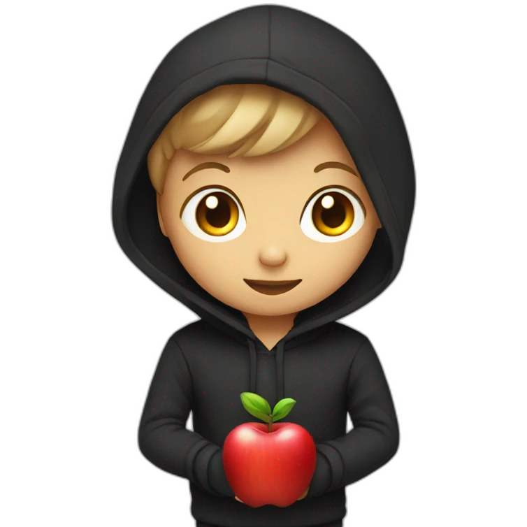 red apple with black hoodie emoji