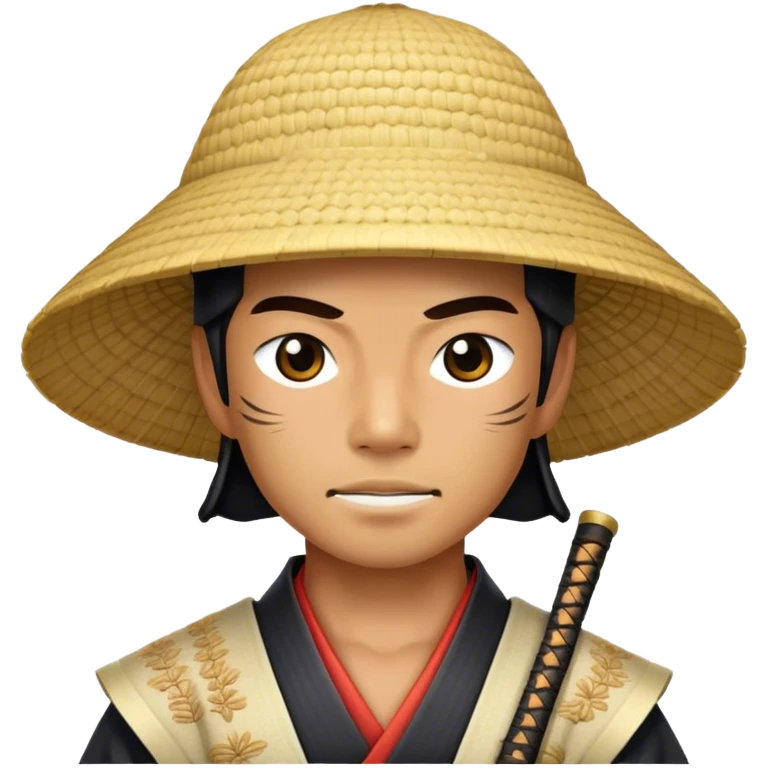 Samurai with a rice hat emoji