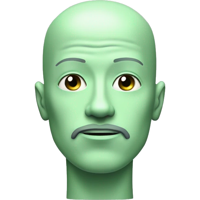Pastel green bald male cyborg head with goatee emoji
