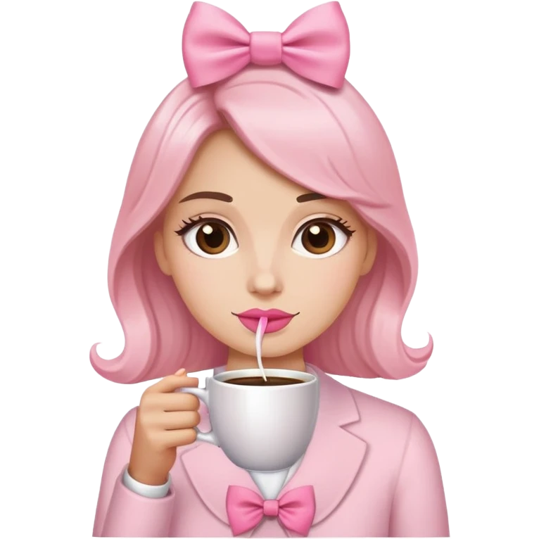 Osa café con un moñito rosa  emoji