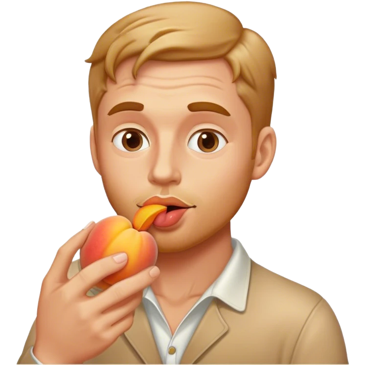 White Man kissing and eating a cream peach in hand emoji