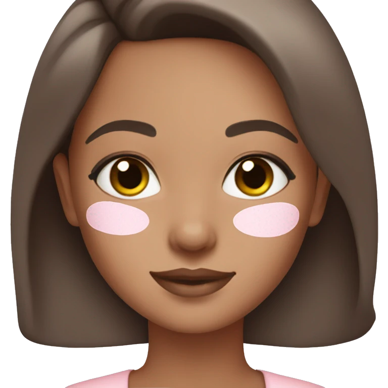 brunette girl doing pastel pink skincare emoji