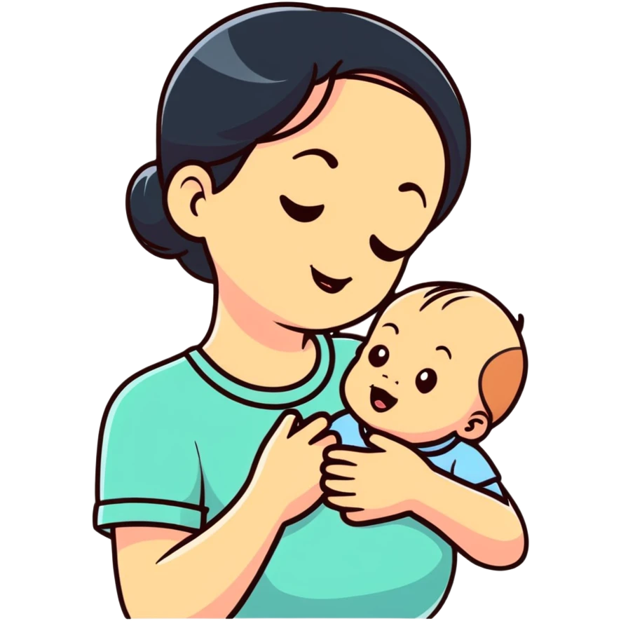 cute baby biting his mother's arm emoji