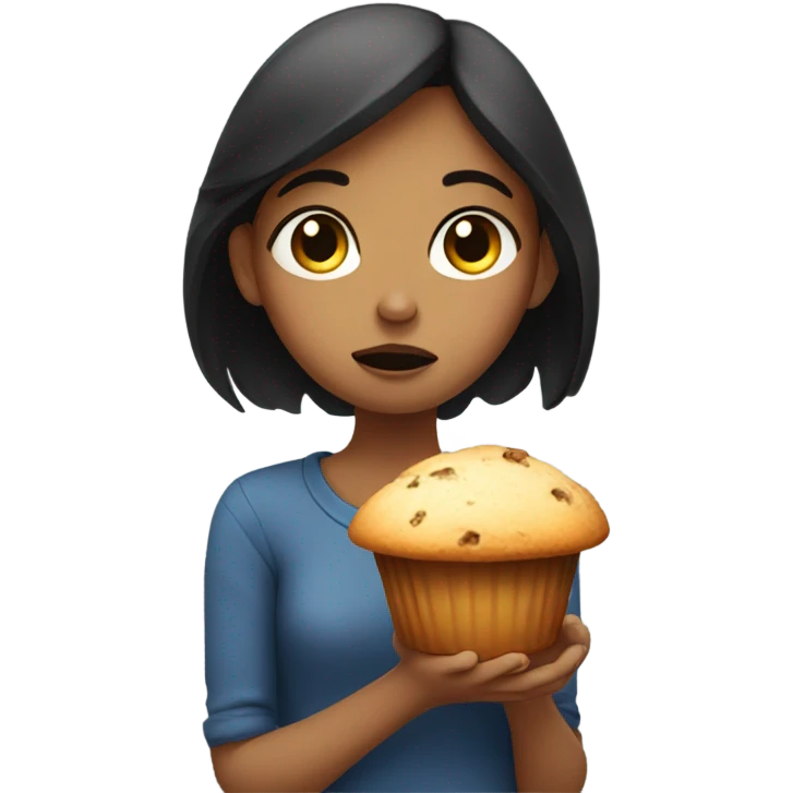 Sad girl with muffin emoji
