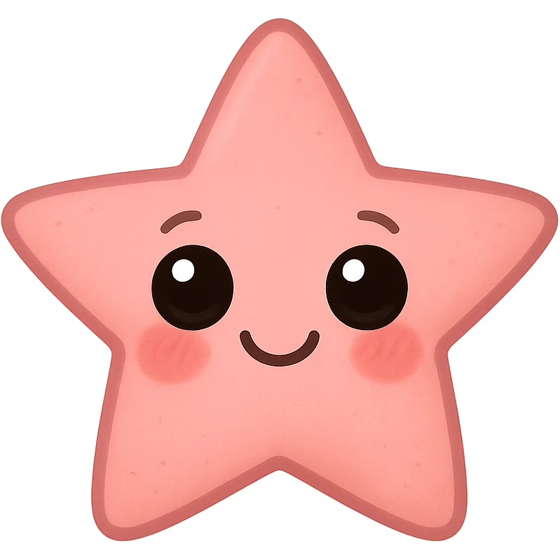 a new cute pink emoji, star-shaped, big eyes, smiling, blushing cheeks emoji