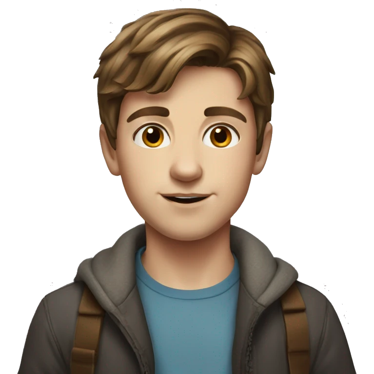 realistic portrait of brown-haired boy emoji