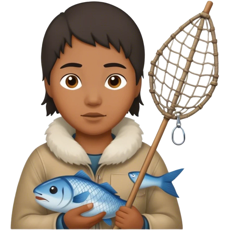 Inuit with a fishing net emoji