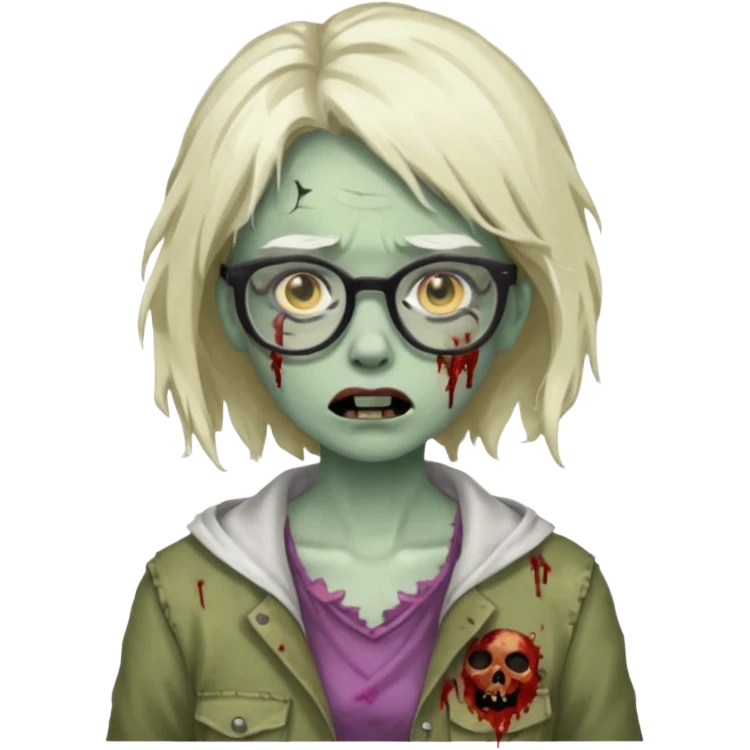   zombie girl with glasses emoji