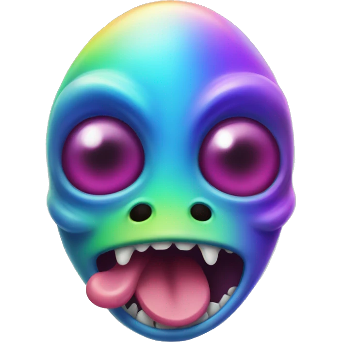 Rainbow alien with tongue emoji
