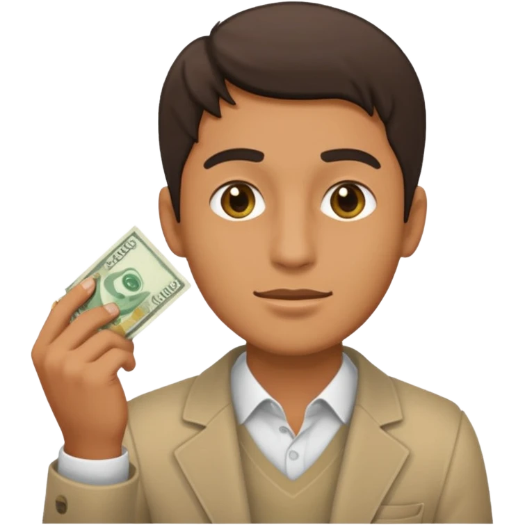 Man holding money to his face  emoji