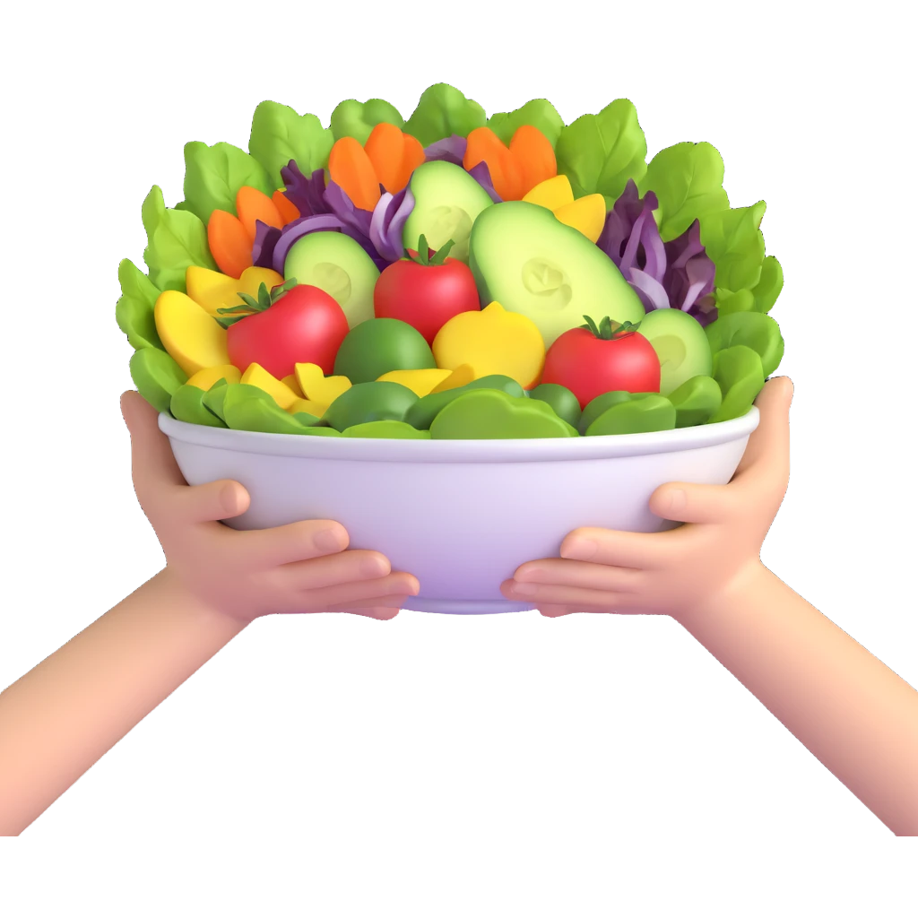 hands holding a salad bowl emoji