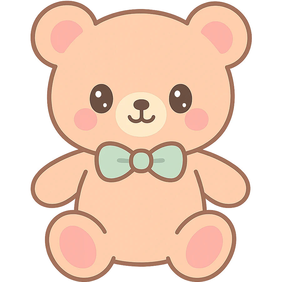 cute baby toy plush teddy bear soft pastel colors simple design emoji