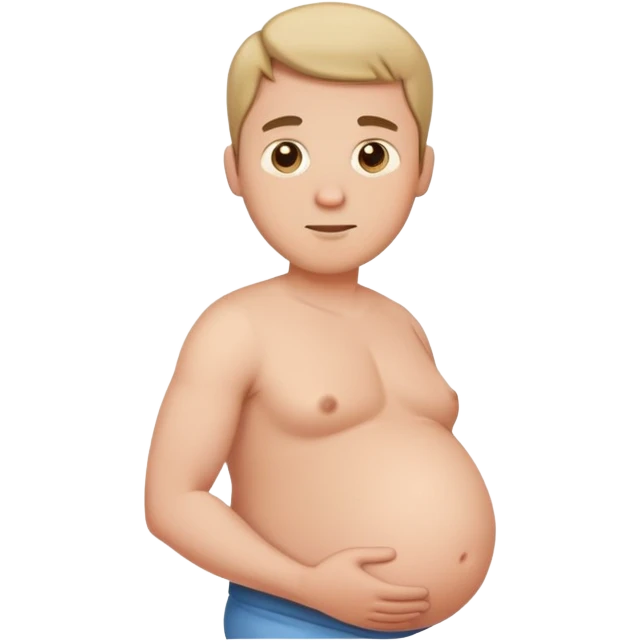 Pregnant man with large baby bump facing left emoji