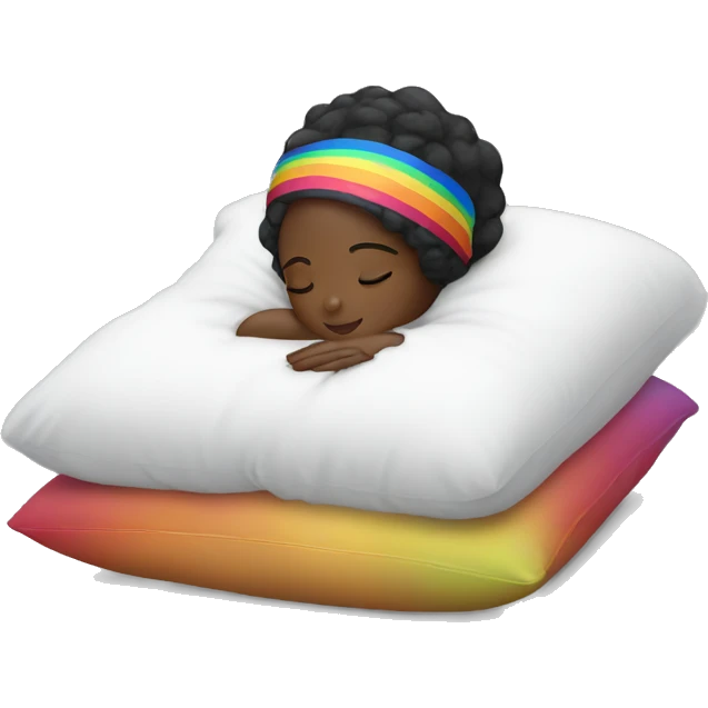 Black girl with rainbow bonnet on sleeping on pillow  emoji
