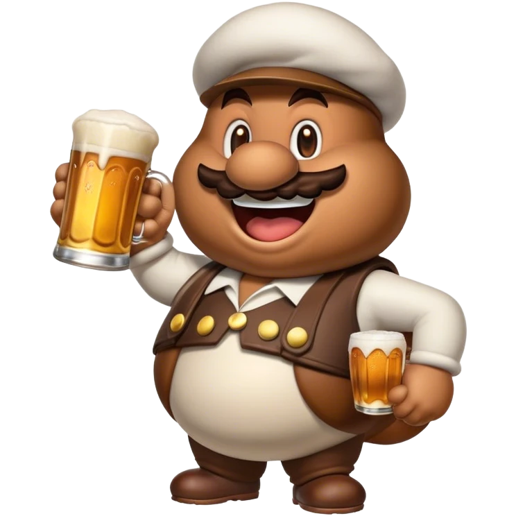 Goomba from super mario bros with a beer emoji